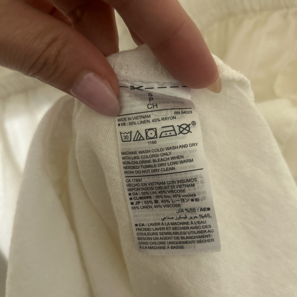 Old Navy White Linen Blend Button Front Sleeveless Midi Dress with Pockets - Picture 3 of 8